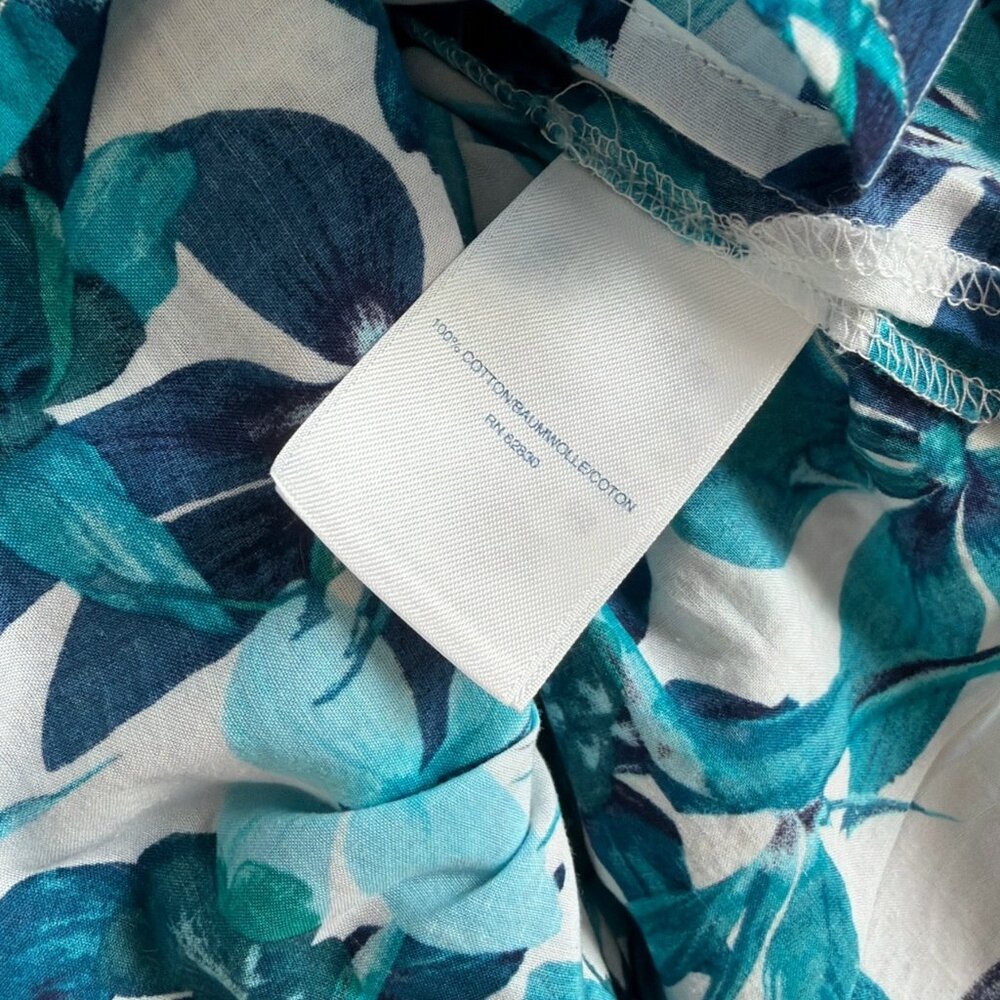 Lands' End 3/4 Sleeve Button Up Collared Tropical Floral Shirt Dress Size M - Picture 4 of 8